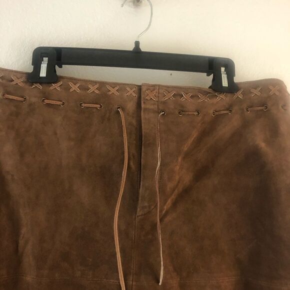 For Joseph Brown Leather Pencil Skirt  Size 32 - Picture 2 of 6